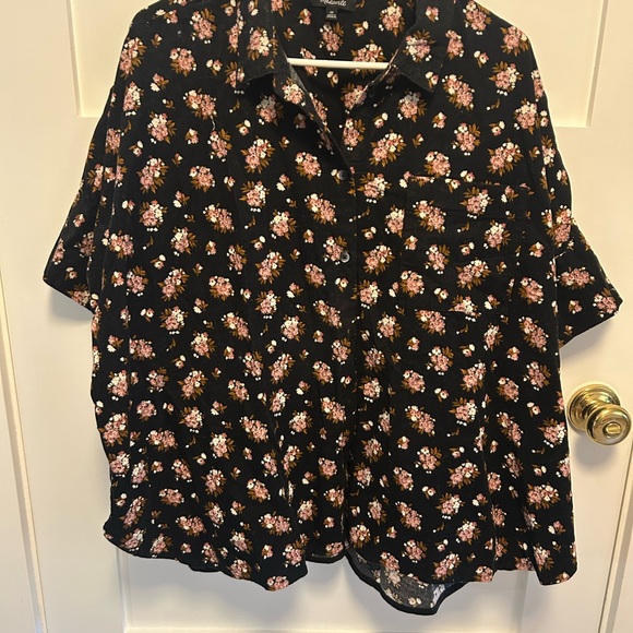 Madewell Corduroy Black Floral Button Down Shirt - Picture 1 of 2